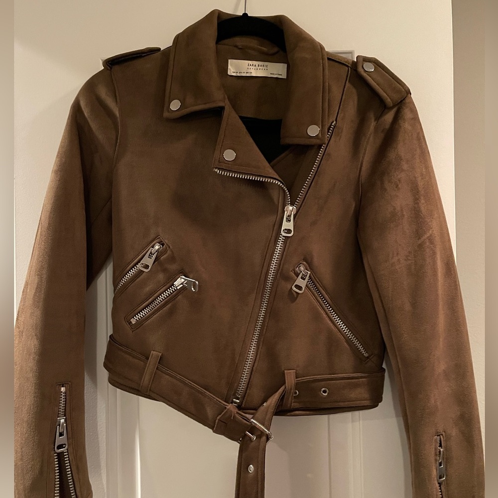 Beautiful Brown Suede Zara Moto Jacket